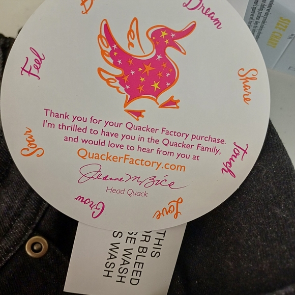 NWT Quacker Factory Jeans Elastic Waistband Large Black Patriotic Star A16585 - Picture 9 of 10